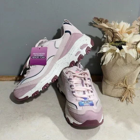 Size 7.5 Skechers Women's D'Lites Popular Vote Taupe/Multi Sneaker Shoes (MVMT) - Picture 4 of 11